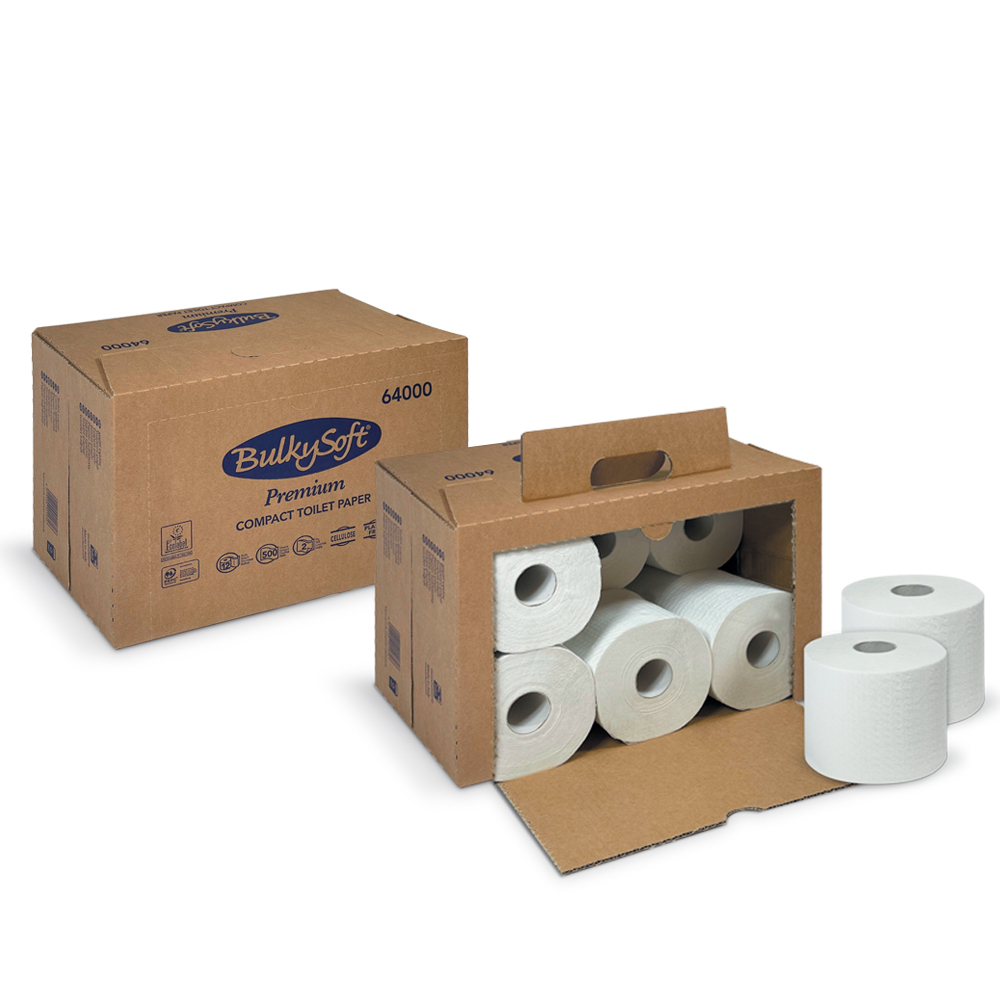 BulkySoft - Toaletní papír 52,5m, 500 útržků, bělost 78%, 2 vrstvý (4ks/bal, 10bal/krt)